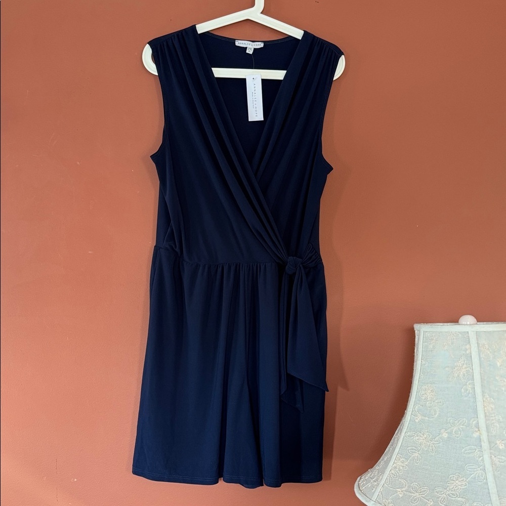 NWT Annalee + Hope Romper Womens blue  Tie Waist Sleeveless Surplice Neck size L